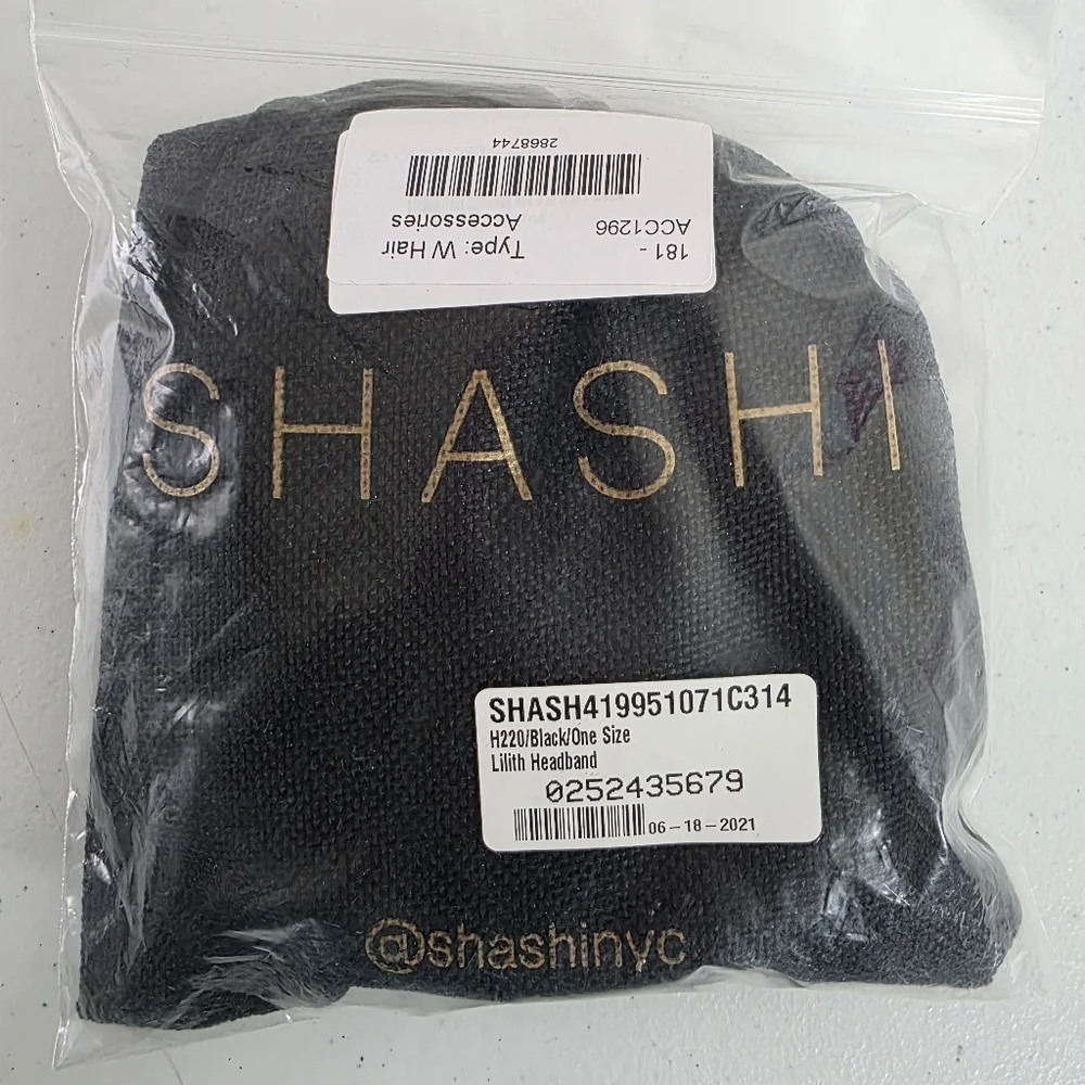 Shashi Lilith Black Headband and Storage Bag Cushioned Faux Leather
